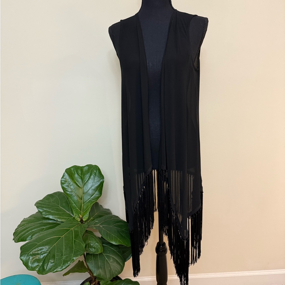 Michael Kors Rare Black Sleeveless Fringe Vest